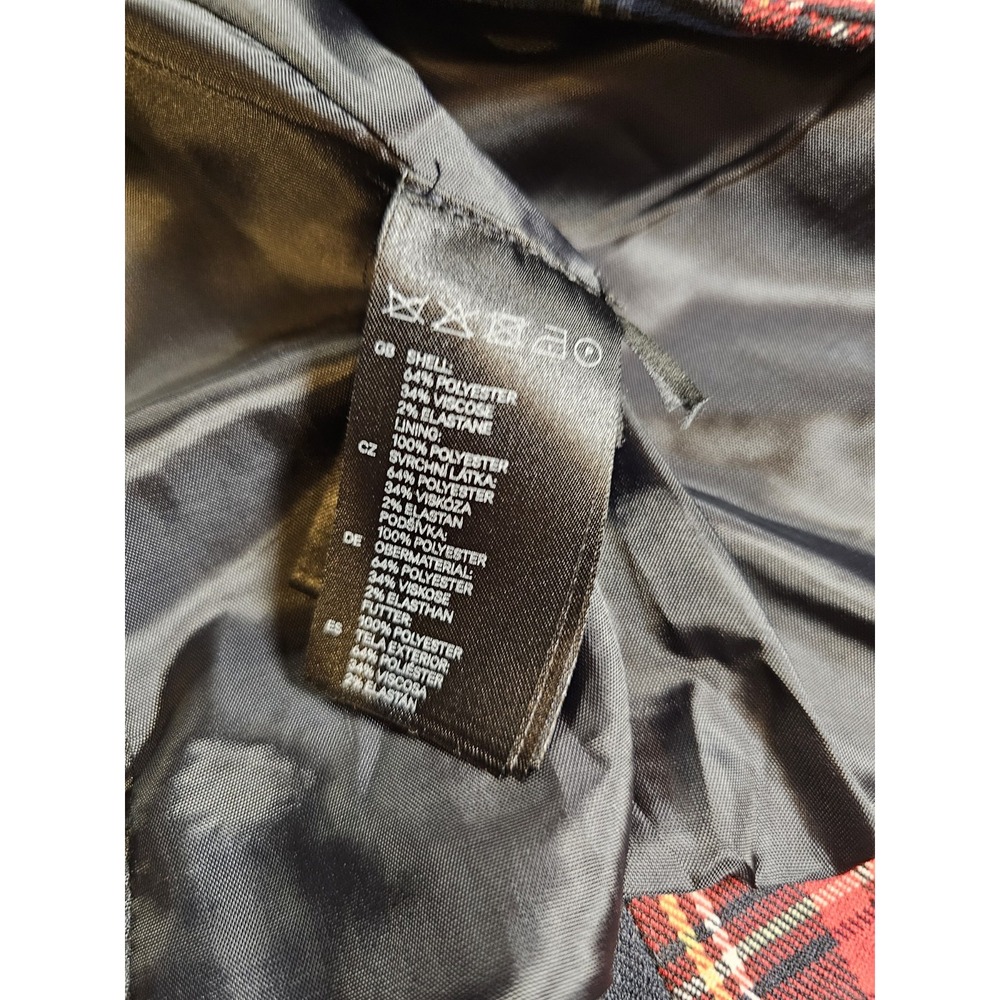 H&M Tartan Plaid Cropped Lined Blazer Women's Size 4 Preppy Academia Holiday - Picture 5 of 7